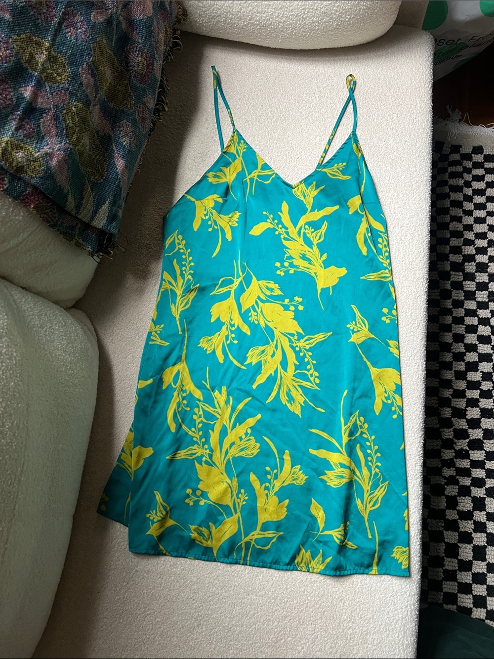 stars above Teal Slip Camisole with Yellow Floral Print